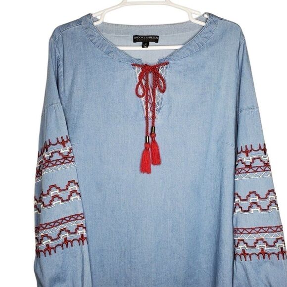 Brooke Shields Timeless Boho Embroidery Tunic Top Size M - Picture 8 of 8